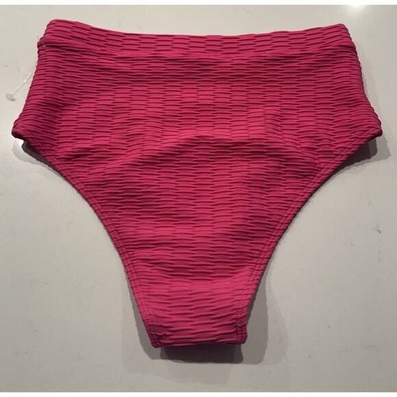 Solid & Striped Bikini Bottom Size Small Pink The LILO Textured High Waist Retro - Picture 2 of 7